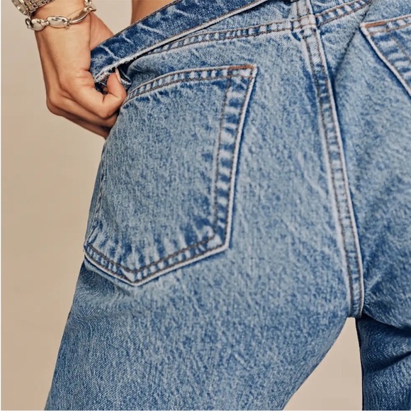 Reformation Val 90s Mid Rise Straight Jeans Blue Size 24 - Picture 4 of 12